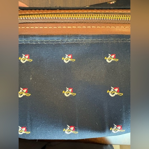 Men’s swank Vinyl Navy Anchor Canvas & Leather Toiletry Kit Travel Bag Zippered - Picture 3 of 9